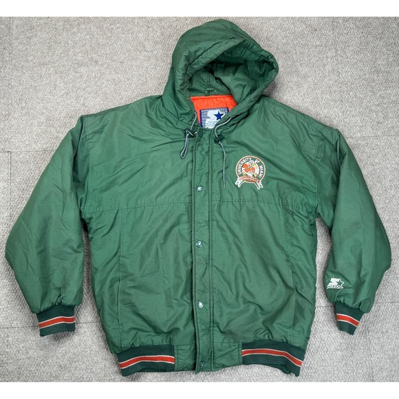 Starter University of Miami Hurricanes Vtg Full Zip Hooded‎ Jacket Size Large - Picture 1 of 14
